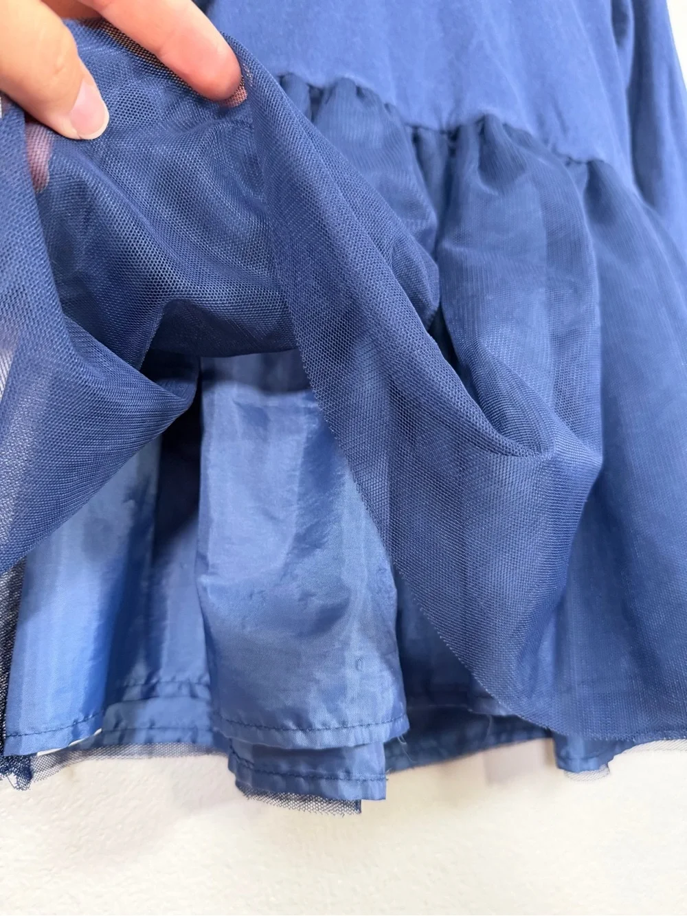 Old Navy Dress Navy Blue Long-Sleeve Tulle Scoop Neck Casual Girl Toddler 4T